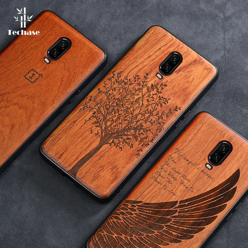 Techase деревянная Защитная искусственная кожа для Oneplus 6T Чехлы Противоударная