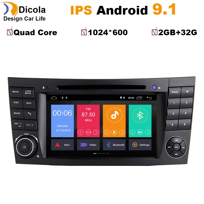 Cheap 7" IPS Two Din Car Multimedia Player Android 9 DVD Player For Mercedes/Benz/E-Class/W211/E300/CLK/W209/CLS/W219 GPS Radio CANBUS 0