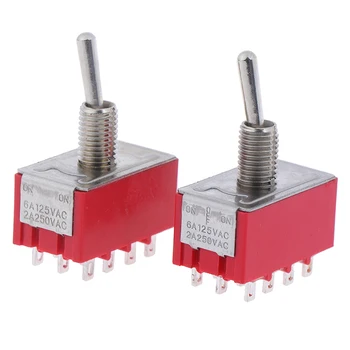 

2pcs 12Pins 4PDT on on/on off on 2/3 Positions Mini Toggle Switch MTS 402 403