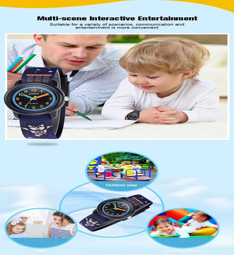 JNEW брендовые Детские часы с милым мультяшным принтом водонепроницаемые детские кварцевые наручные часы с лентой