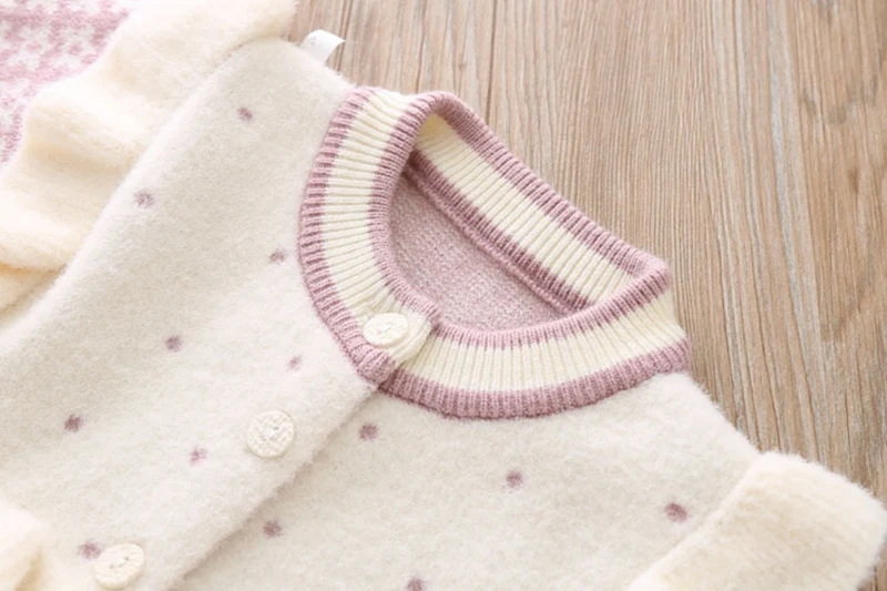 Sweet Winter Autumn Girls Princess Kids Children Baby Infants Knitting Dress Ruffles Long Sleeve Knit Knitwear Dresses S9483