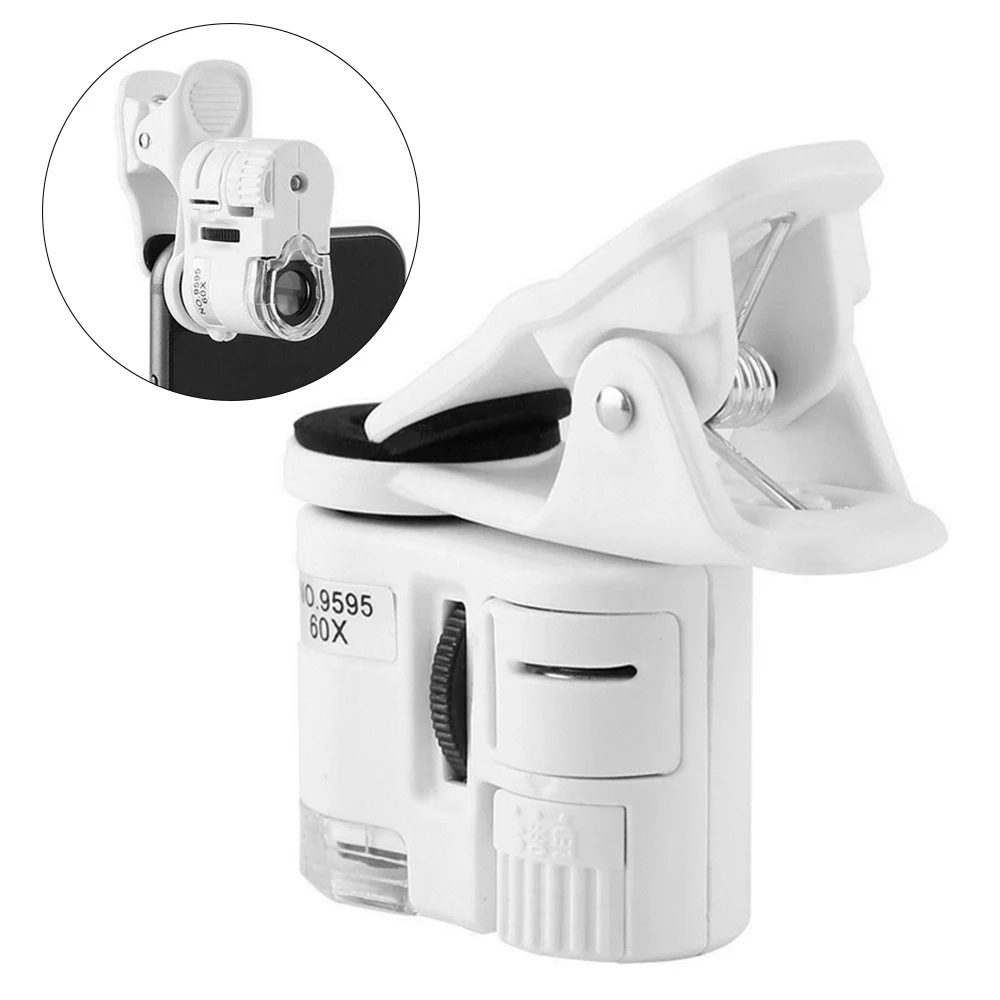 60X Mini Mobile Phone Microscope 60X Microscope Acrylic Optical Lenses Adjustable LED Angle Clip Microscope Accurate for Cellphone 60X Mini Mobile Phone Microscope 60X Microscope Acrylic Optical Lenses Adjustable LED Angle Clip Microscope Accurate for Cellphone
