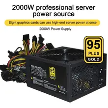 1800W Rated Miner Power Supply 95% High Efficiency AC 180-260V ATX Mining Power Source Support 8 CPU Card Max Up To 2000W