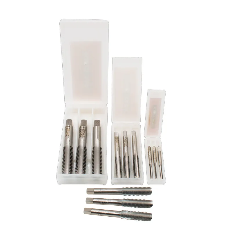 3pcs HSS 미터법 직렬 탭 세트 M3 M4 M5 M6 M8 M10 M12 오른손 나사 커터 기계 탭 드릴 비트 수공구 세트 ferramentas