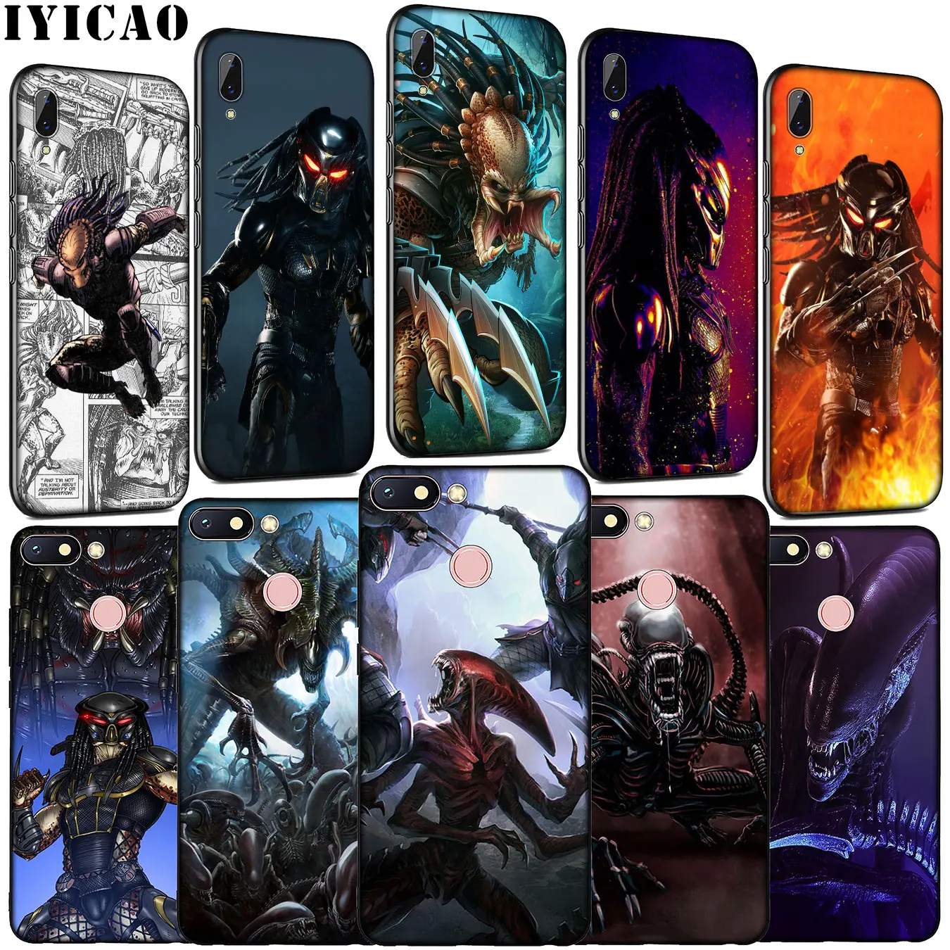 IYICAO Alien Predator Soft Silicone Phone Case for Xiaomi Redmi Note 8 8T 8A 7 7A 6 6A 5 5A K30 K20 Pro GO S2 Cover |