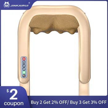 

JinKaiRui Double U Shape Shiatsu Massager Electric With Infrared Heat 4D Deep Kneading Body Massagem shawel For Neck Waist Back