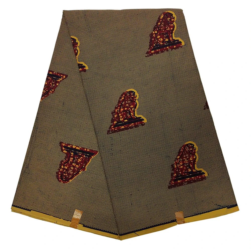 

New Arrival Wax African Fabric Lion Stone Statue Pattern Print 100% Cotton Real Dutch Wax Fabric