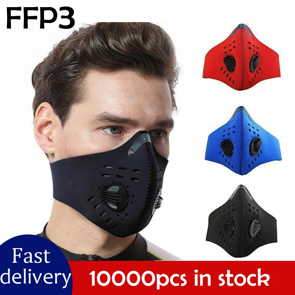 

FFP3 Anti Dust Mask Respirator Reusable Activated Carbon Filter Sport Bicycle Cycling Face Mask Mascarilla Protective Mask