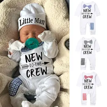 

Newborn Baby Boys Cotton Romper+Hat Jumpsuit Clothes Long Pants Warm Outfits 0-6M