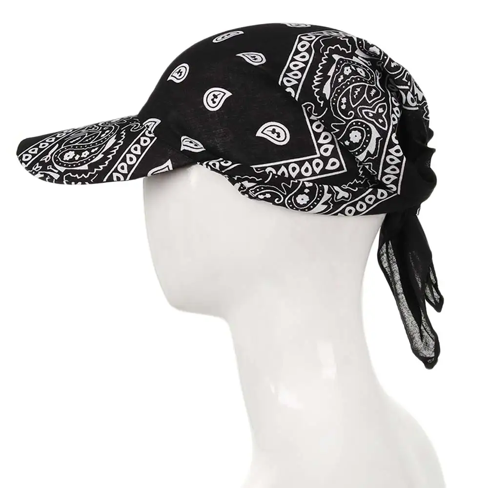 1 Pc Cotton Printed Women Men Scarf Cap Adjustable Simple Sunshade Hats Outdoor Cycling Golf Quick Dry Bandana Visor Hat