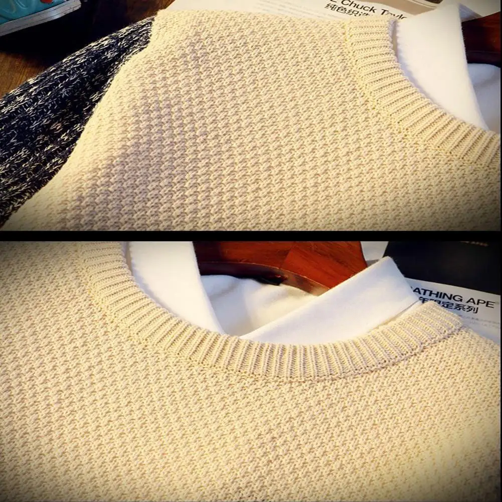 Studyset Men sweater Thin Long Sleeve Round Collar Pullover Casual Knitted Sweater cotton blend round collar thin style