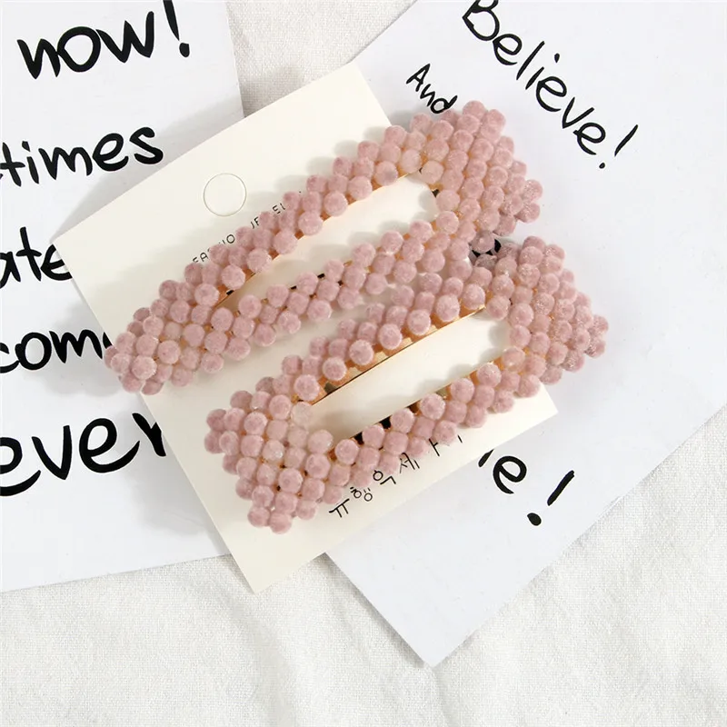 2PCS Pink 7,5 см полые элегантные заколки для волос для женщин и девушек, бархатные бусины, шпильки для волос, вечерние металлические заколки в форме воды, аксессуары для женщин - Цвет: 2PCS Pink