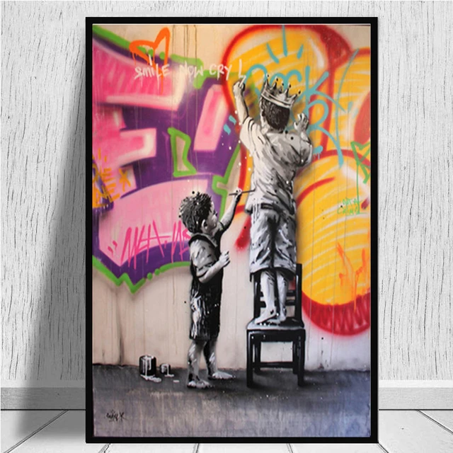 Quadro su tela astratto Banksy Graffiti Wall Art Canvas Poster stampa  immagini a parete per soggiorno