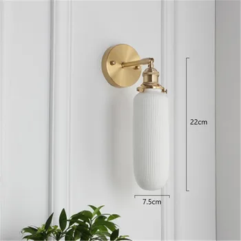 

White Porcelain Led Wall Lamp Nordic Retro Brass Bedroom Bedside Aisle Wandlamp Translucent Ceramics Bathroom Wall Light Fixture