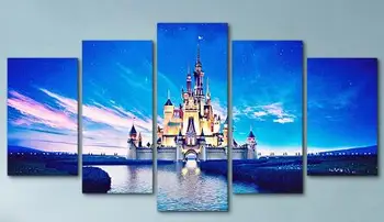 

5 pçs/set diy Cheio quadrado Pintura Diamante Ponto Cruz painel filme 5 Castelo paisagens Diamante Bordado Quarto decor art