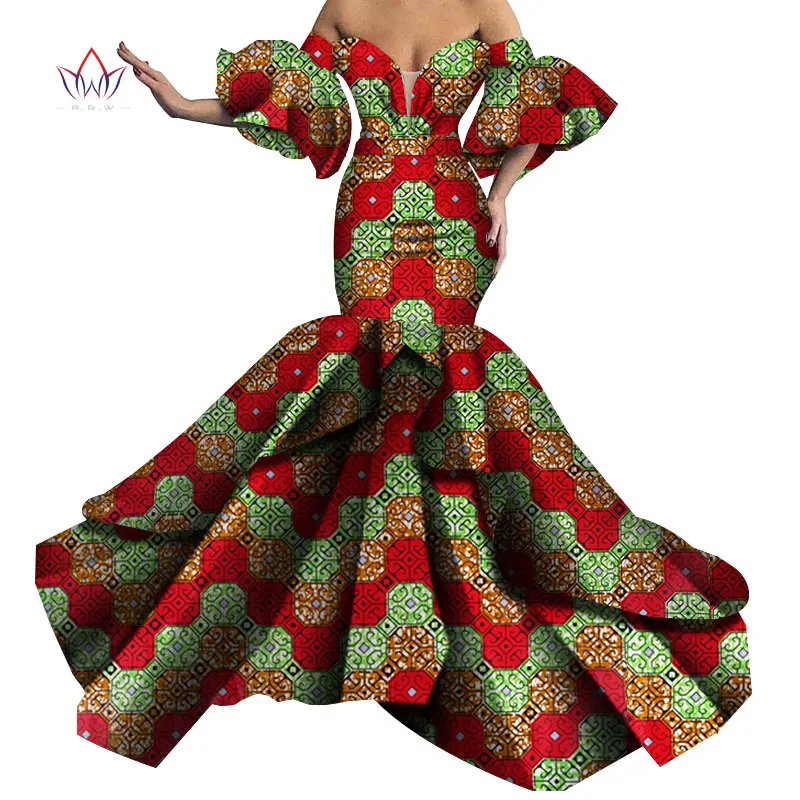  Bazin Riche African Print Sexy Evening Long Dresses Dashiki African Dresses for Women African Cloth