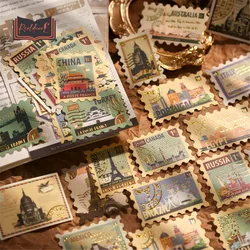 40pcs Vintage Stickers DIY Scrapbooking Hand Account Journals Planner Decorations Sealing Labels Retro Gold Stamping Stationery