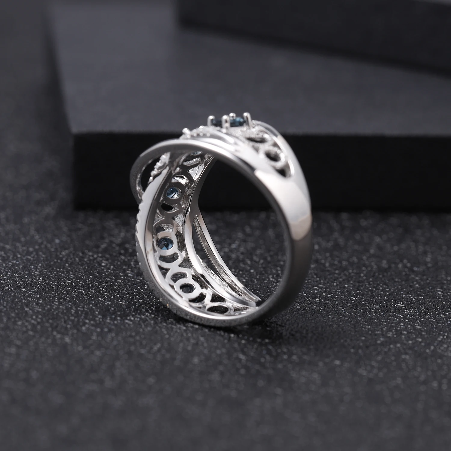 GEM'S BALLET 925 пробы, серебряное кольцо, 1.05Ct, натуральный Лондон, голубой топаз, драгоценный камень, кольца для женщин, свадебные ювелирные изделия