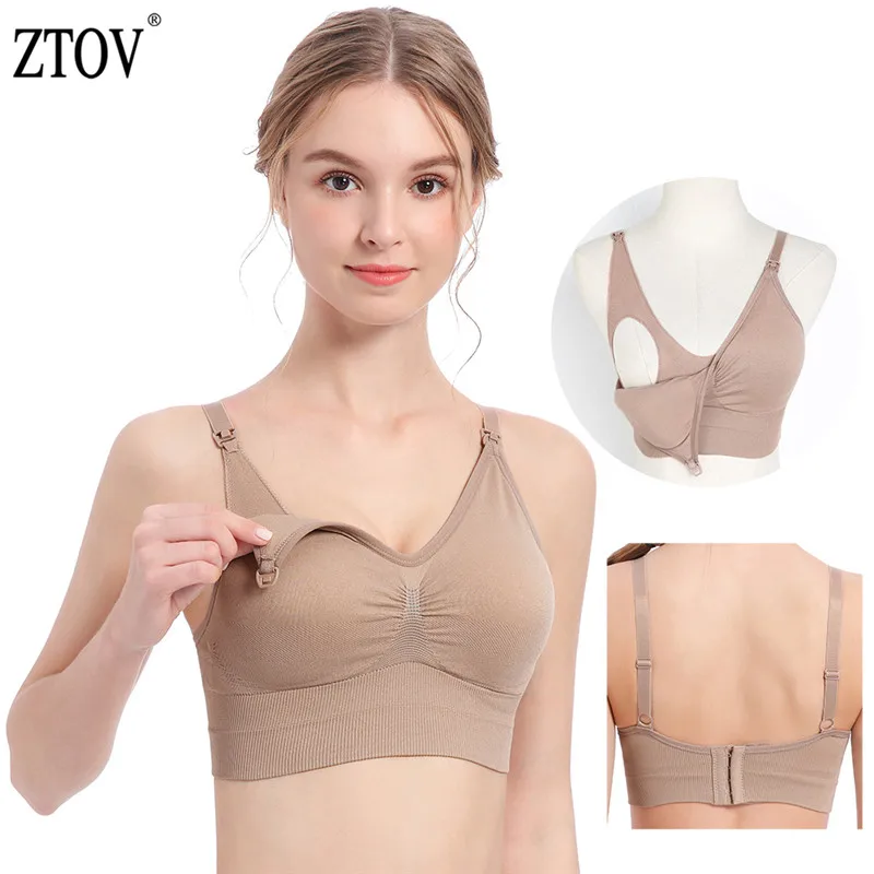 

ZTOV Seamless Window Pregnancy Feeding Bra Autumn Winter Maternity Underwear Clothes for Pregnant Front Buckle Nursing Bra E Cup