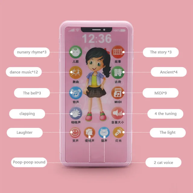 Kids Smart Touch Screen Mobile Phone Toy Multi-function Simulation Children Puzzle Early Education Mobile Phone Baby Vocal Toys 4