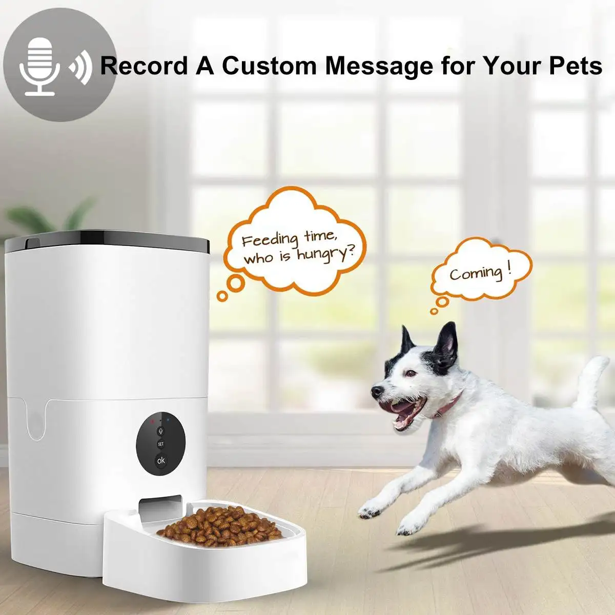 6L Large Capacity Pet Automatic Feeder Smart Voice Recorder APP Control Timer Feeding Cat Dog Food Dispenser WiFi/Button Version