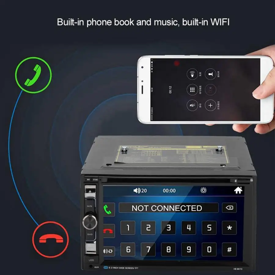 Discount autoradio 6.2inch Large-Screen Wifi Car Bluetooth GPS DVD Navigator Radio Player for Android 6.0 auto accessorie 4