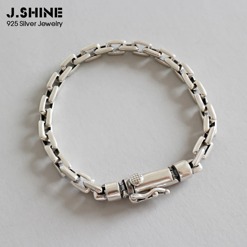 

JShine 100% 925 Sterling Silver Bracelets for Women Men Charm Bracelets Bangles Thick Link Chain Bracelet Female Silver Costume