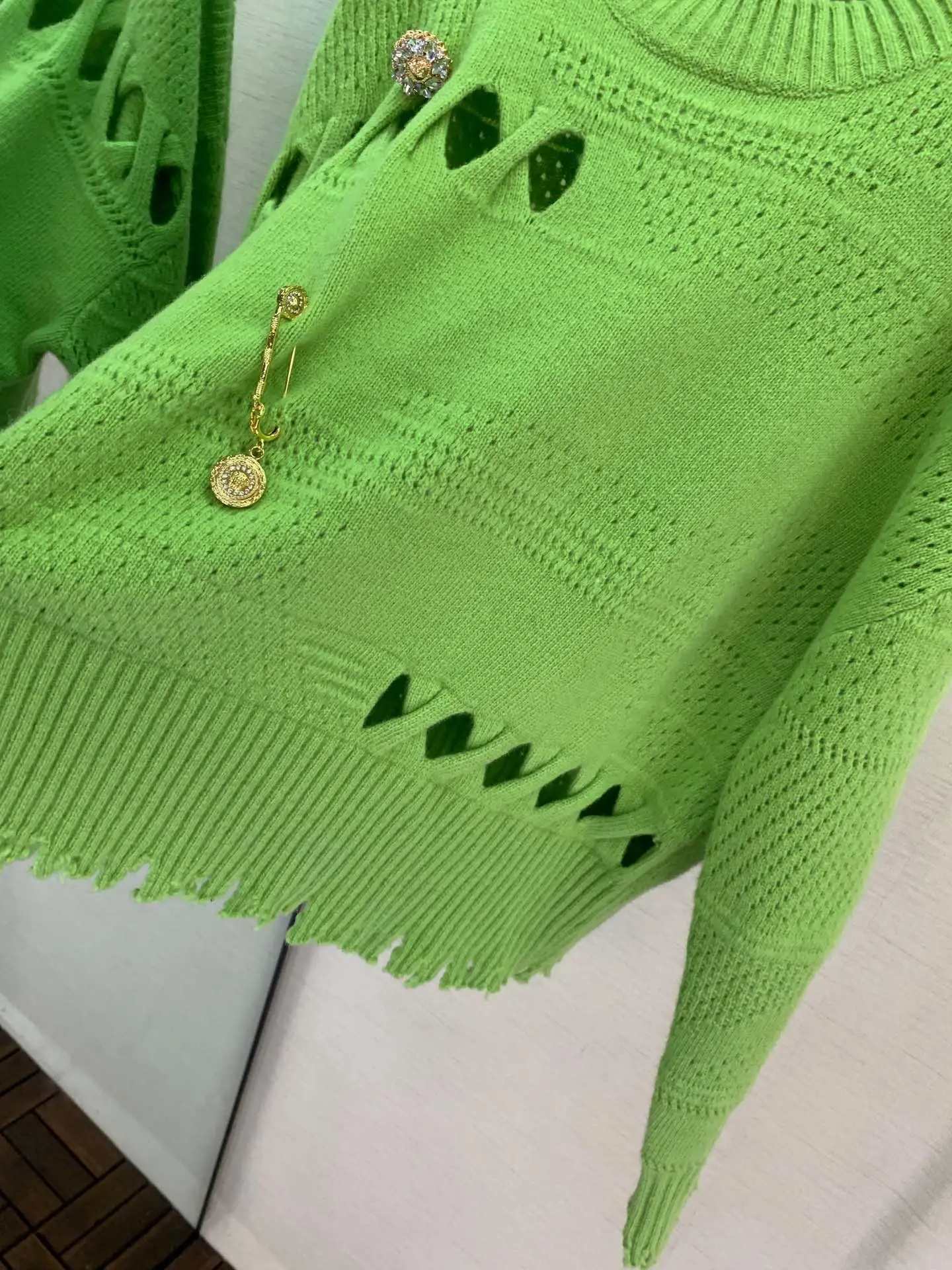 Осень новая женская мода красивая Пряжка декоративный шерстяной свитер 0822