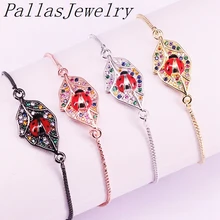 10 шт. модные микро Pave Красочные CZ лист Femme ползунок цепи Шарм насекомых Разъем браслеты женские ювелирные изделия