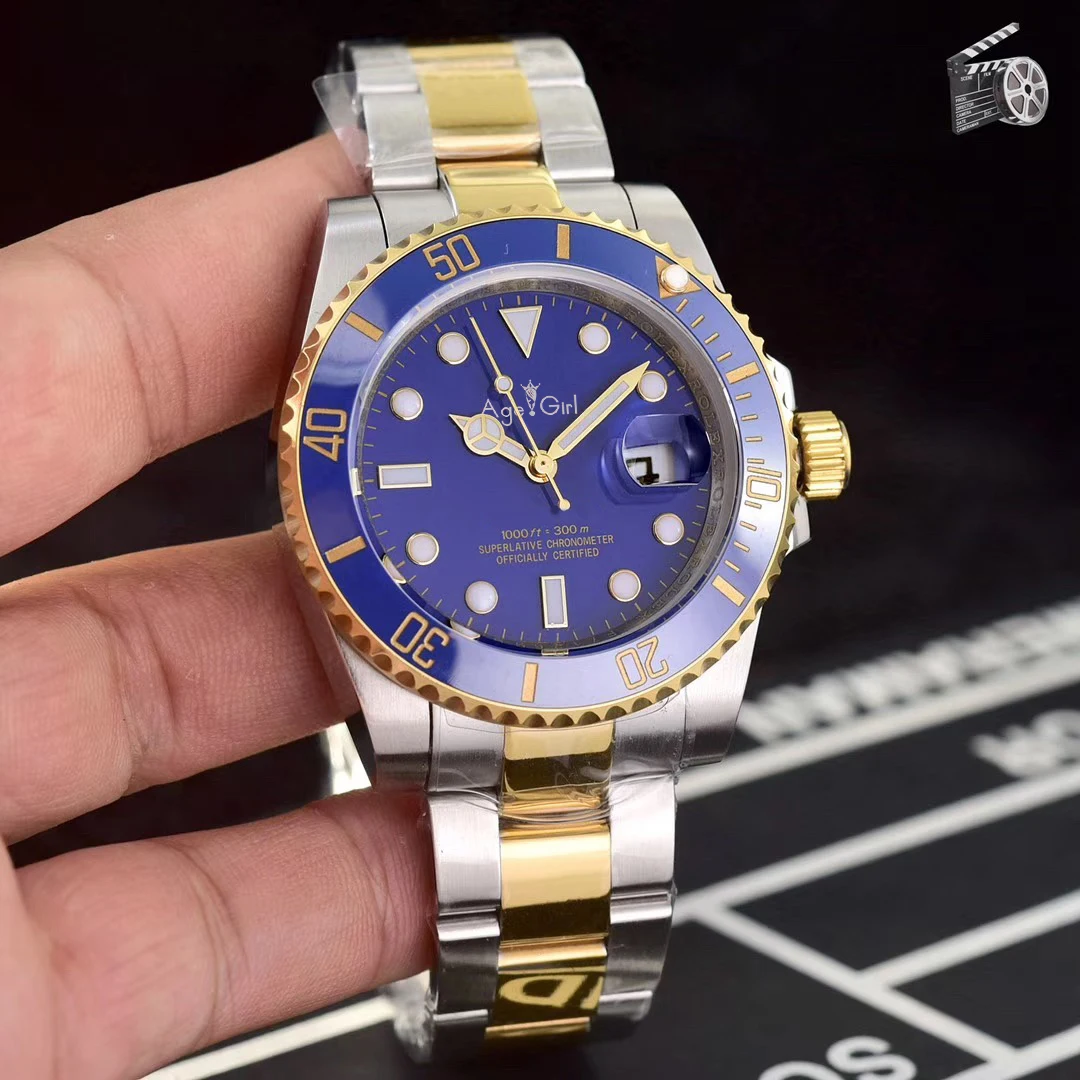 

Luxury Brand New Men Automatic Mechanical Watches Silver Gold Black Blue Green White Waterproof Stainless Steel Ceramic Watch