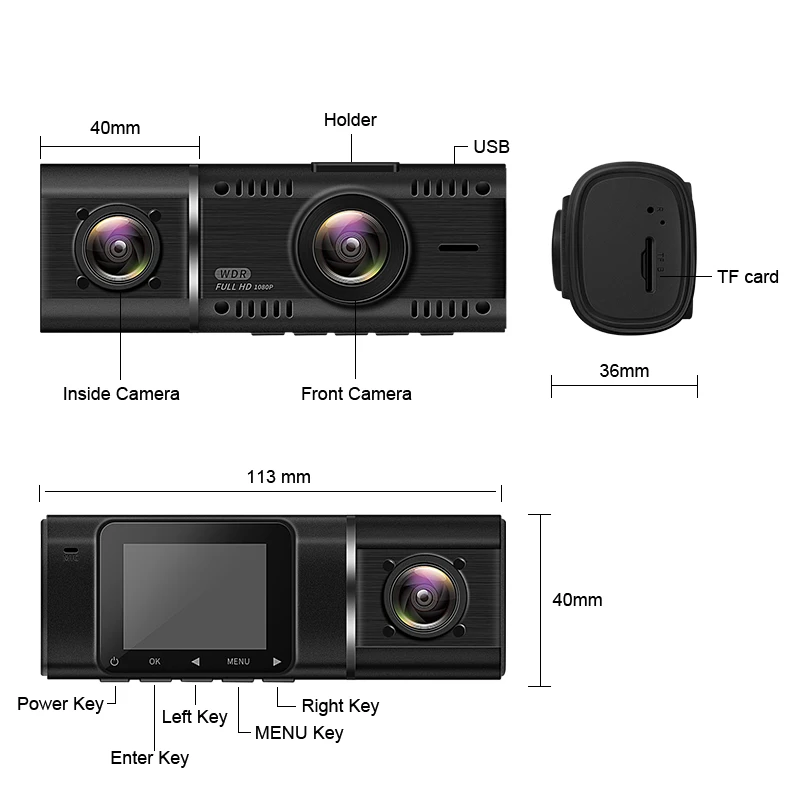 E-ACE B38 Mini Car Dvr Dash Cam Full HD 1080P Dvrs Dashcam Two Camaras Video Recorder Night Vision Car Camera Auto Registrator