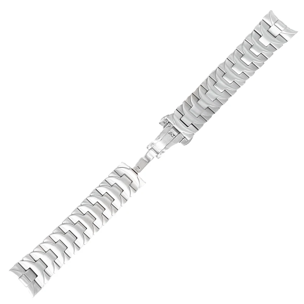 Rolamy 24mm 316L Stainless Steel Watch Band Silver Double Push Clasp For Panerai Luminor Man Style