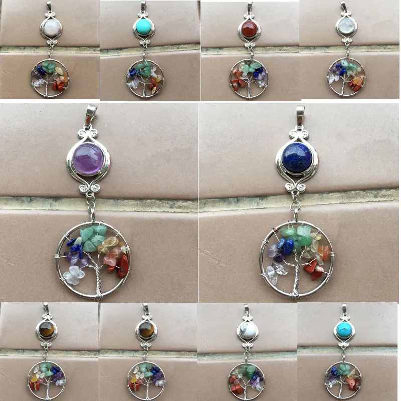 Жизнь дерева круглый -- тигровый глаз Лазурит кристалл Howlite Кристалл