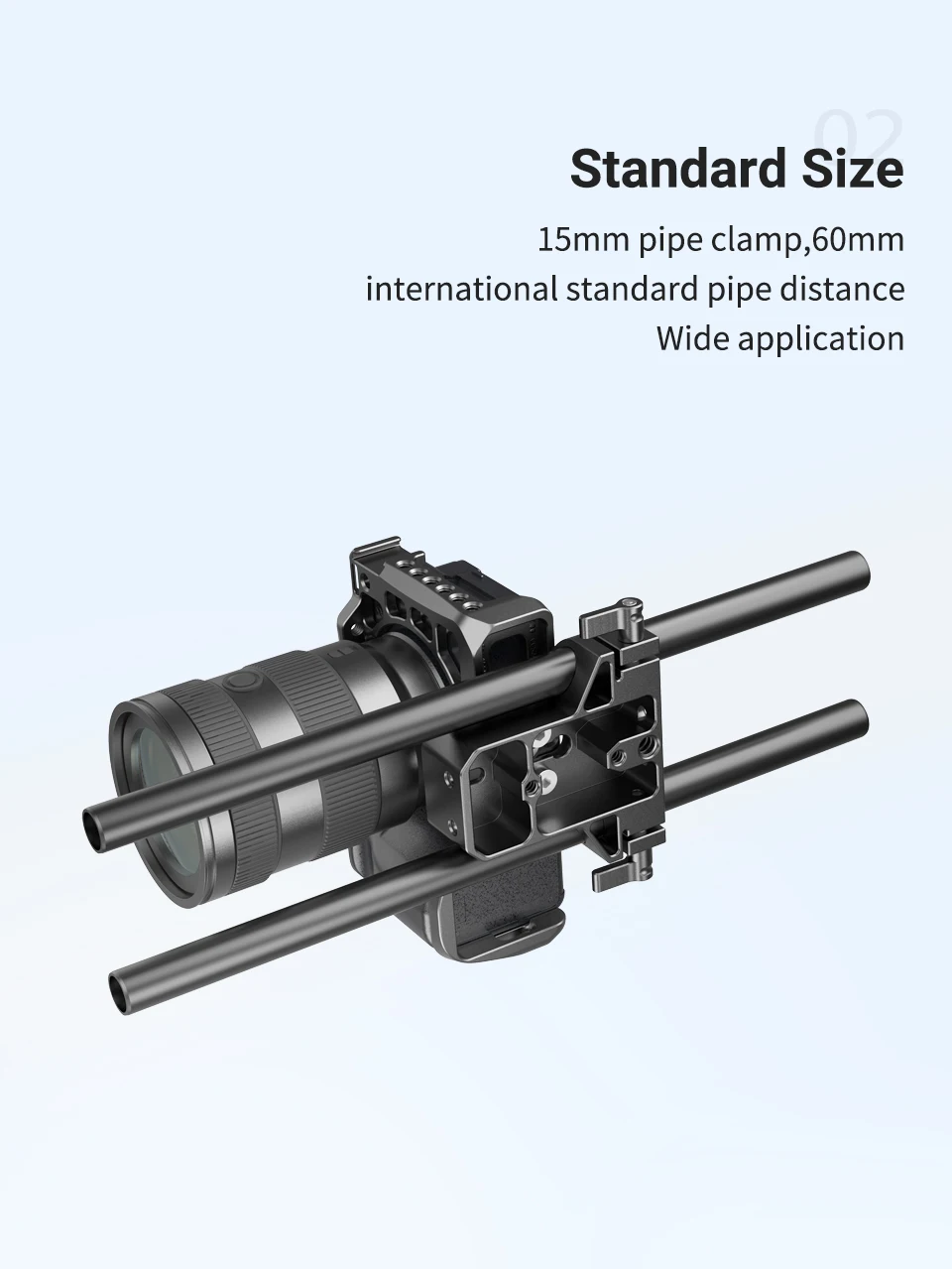 Rail Clamp para Sony A6500, A6600, Panasonic GH5, Sony Camera Cage, 15mm