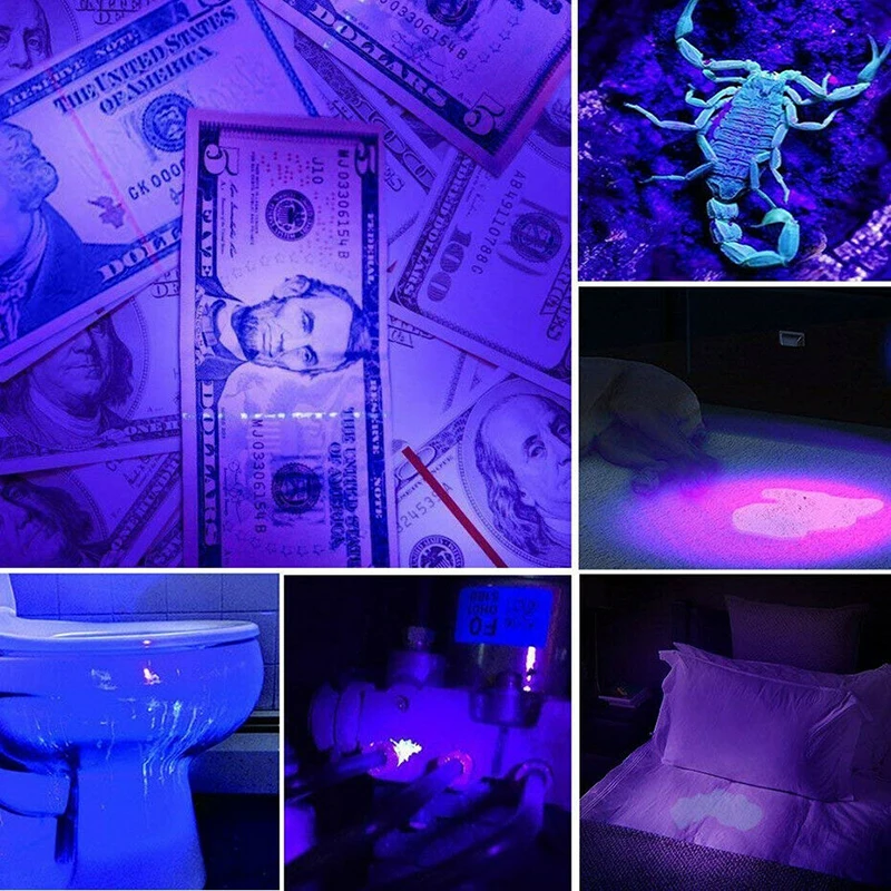 Светодиодный УФ-светильник, фиолетовый, фиолетовый светильник, масштабируемый фокус, УФ 365/395nm, фонарь, лампа для проверки маркеров, детектор наличных денег