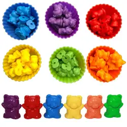 Счетные медведи со штабелирование чашек-одинаковая игра, развивающие цветные сортировочные Игрушки для малышей, хранение игрушек и
