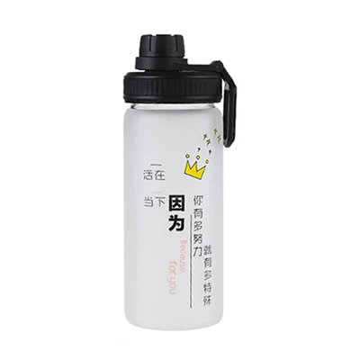 Glass Water Bottle Straw Portable Scrub Glass Bottles Leakproof Sports Outdoor 540ml Creative Bottles My Water Bottle - Цвет: Black