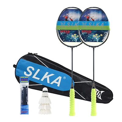 Green String 1 pair SLKA 1 пара форма кривой полная карбоновая ракетка для бадминтона ракетки с яростным разбиванием обидная Мужская ракетка для бадминтона набор Макс 32LBS со струной - Цвет: Green String 1 pair