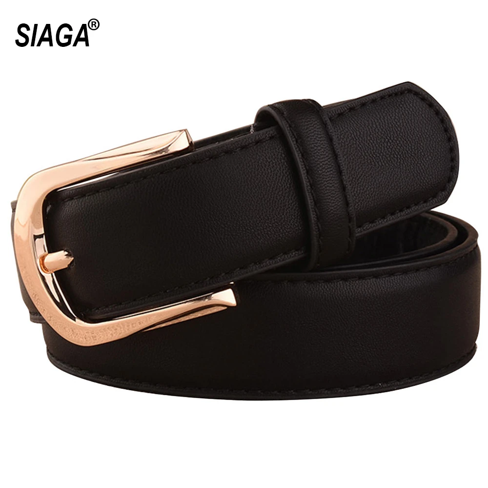 Cinturones marca de lujo para mujer, cinturón de cuero negro y azul genuino, hebilla de Pin, 2,8 cm de ancho, accesorios femeninos 2022 FCO078| Cinturones de mujer| - AliExpress