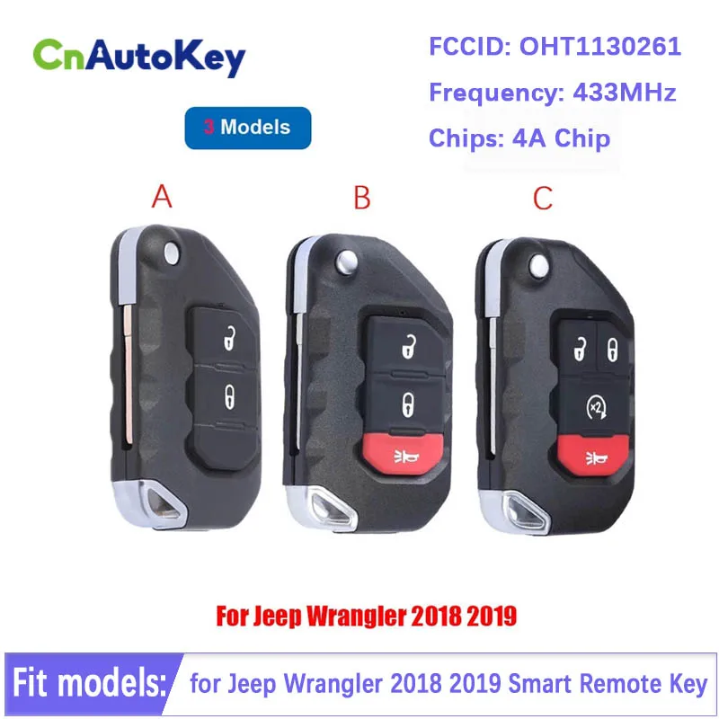 Smart Remote Auto Car Key Fob OHT1130261 433MHz 4A Chip 68416784AA for Jeep Wrangler CN086041