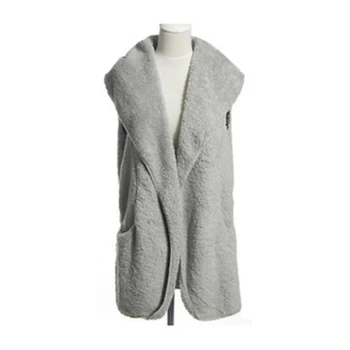 

Women Fashion Solid Color Casual All-match Warm Lamb Sleeveless Bow-knot Decoration Sweater Vest Jacket
