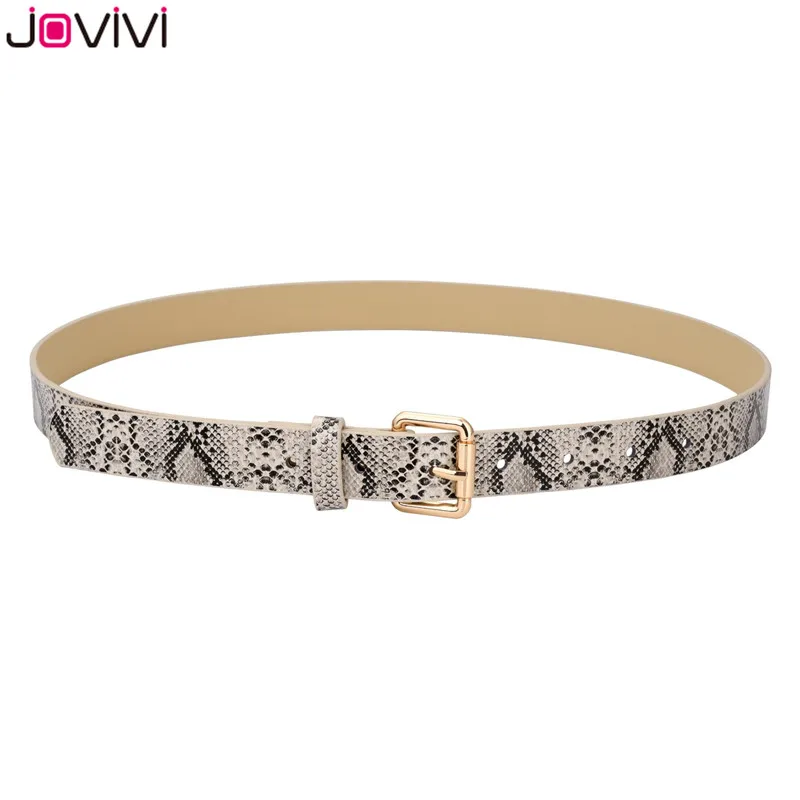 Jovivi 1 шт. женский тонкий ремень Золотая квадратная игла пояс на пряжке ремни из искусственной кожи женские Змеиный узор для платья джинсы кожаный ремень