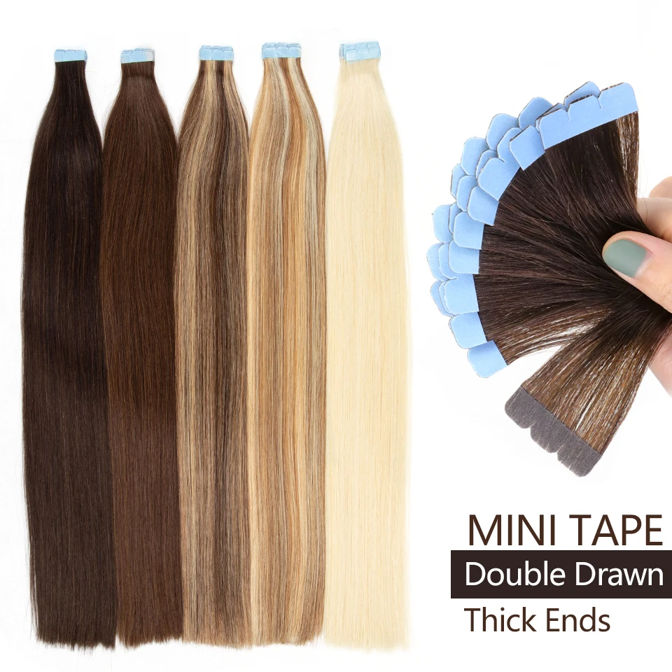 Hair-Extensions Tape-In Double-Drawn Mini Mrshair Skin-Weft-20pcs 18-36g Thick-Ends 3x0.8cm