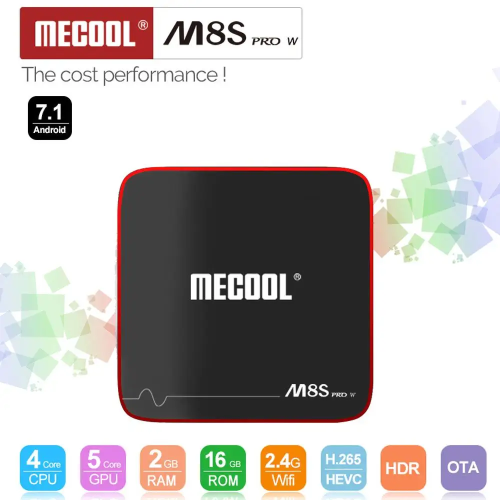 M8S PRO W умные ТВ Box Android 7,1 Amlogic S905W 4 ядра, 2 Гб оперативной памяти, 16 Гб встроенной памяти, 1 ГБ 8 ГБ голос Управление 2,4G Wi-Fi 4K set top tv Box