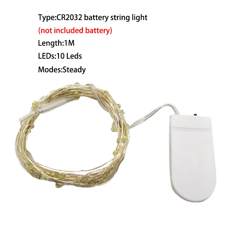 thumbnail image 1 of Guirnalda de luces LED de 1 m, 2 m, 3 m, 5 m y 10 m para decoración del hogar, Navidad, bodas y fiestas, funciona con pilas AA o USB, 1 of 5