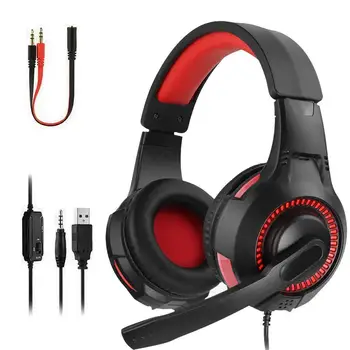 

Professional Gaming Headphones For Phones Tablet Computer Wired With Switch Headset Adapter Adjustable Bass MP4 Stereo PS4 Z7Z1