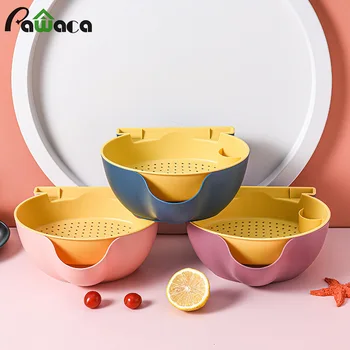 

Double Layer Snacks Dry Fruit Container Drain Basket Storage Box Toothpick Garbage Holder Plate Bowl Organizer with Phone Holder