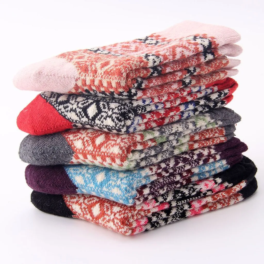 5 пар, женские короткие носки, винтажные стильные толстые шерстяные теплые носки до лодыжки, зимние женские хлопковые повседневные домашние носки-тапочки, нескользящие носки