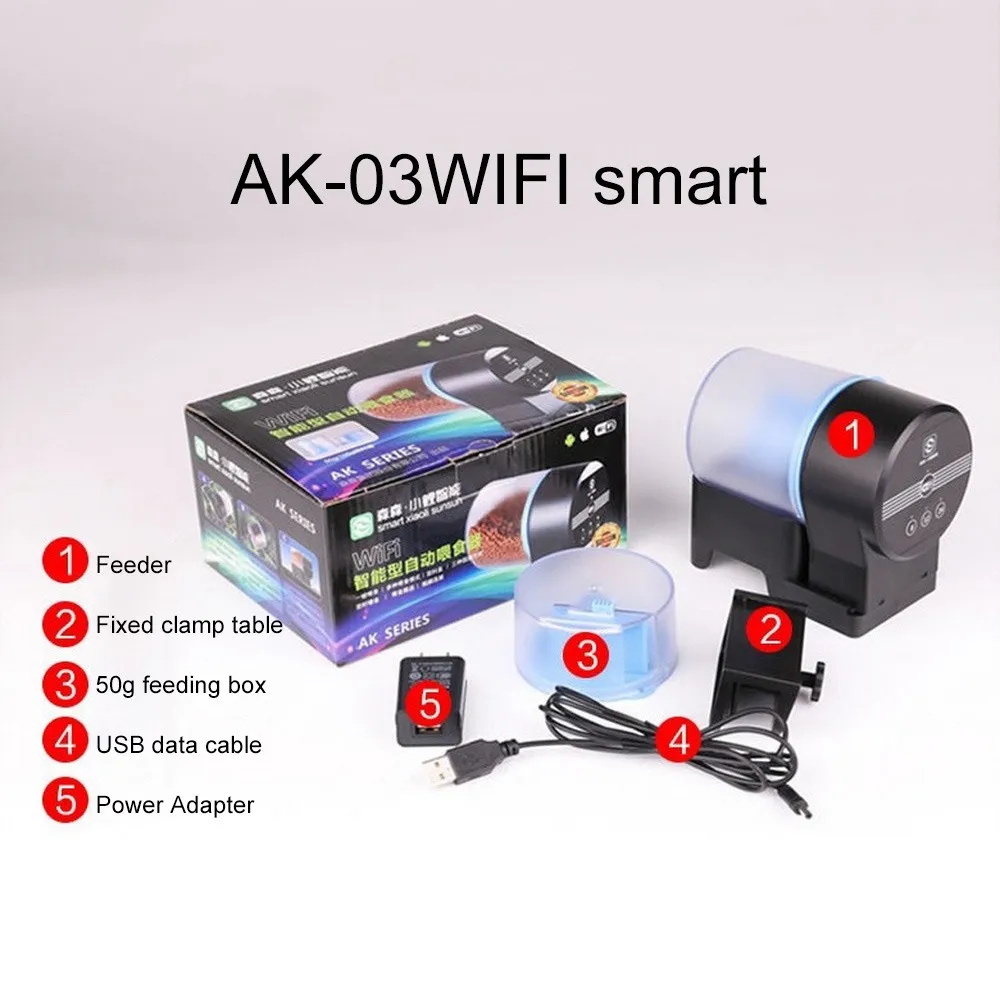 Automatic WIFI Aquarium Fish Feeder Digital Timer Mobile Phone Remote Food Dispenser for Tank Electronic | Дом и сад