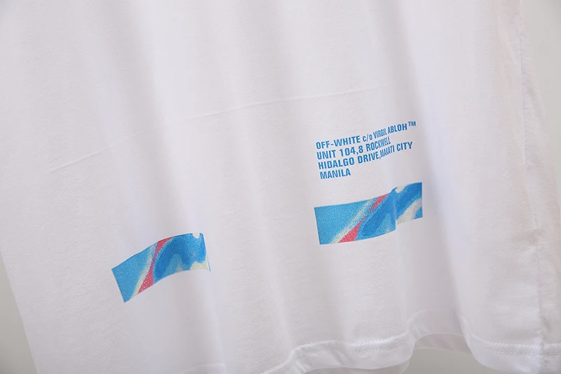 Граффити стрела 19ss Off-White OW для мужчин/женщин унисекс модные пары влюбленных моделей хлопок Повседневная футболка с коротким рукавом с круглым вырезом